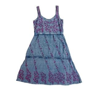 Mini Dress Embroidered Floral Pink Blue Fairy Casual A-line Summer Extra Small